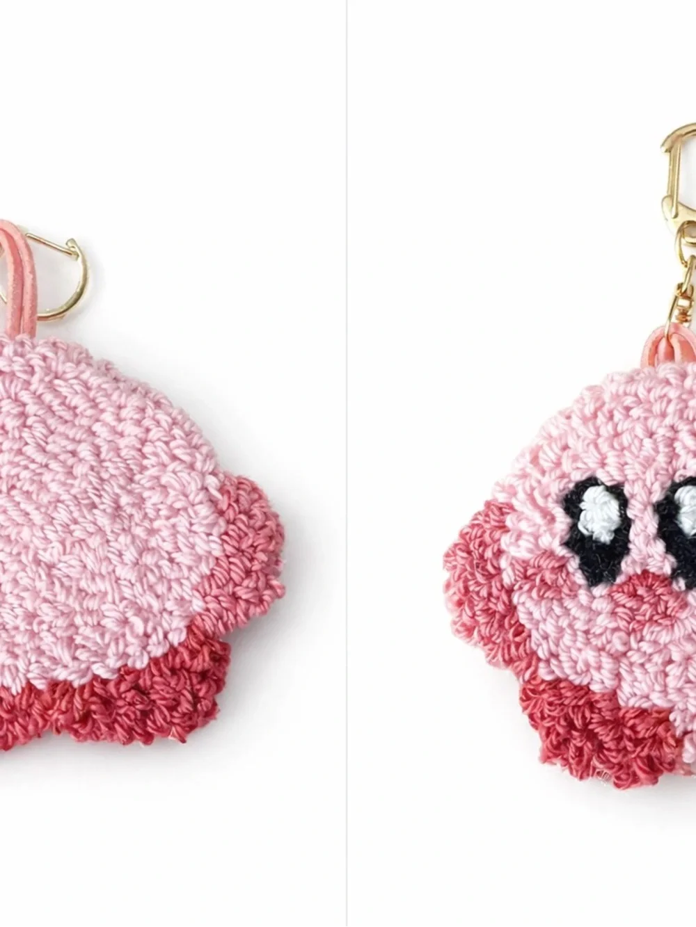 Handmade Kirby Keychain | Punch Needle Bag Charm Keychain